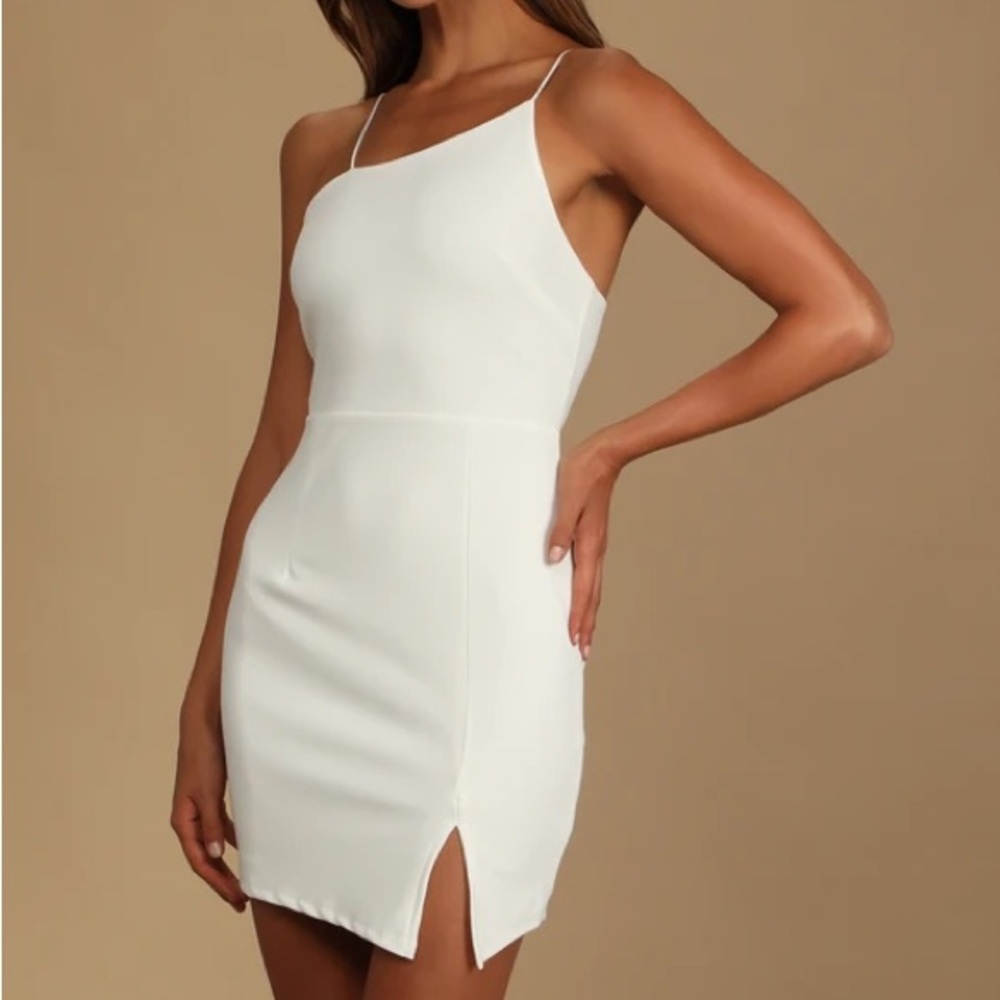 Party for Two Ivory Asymmetrical Bodycon Mini Dress